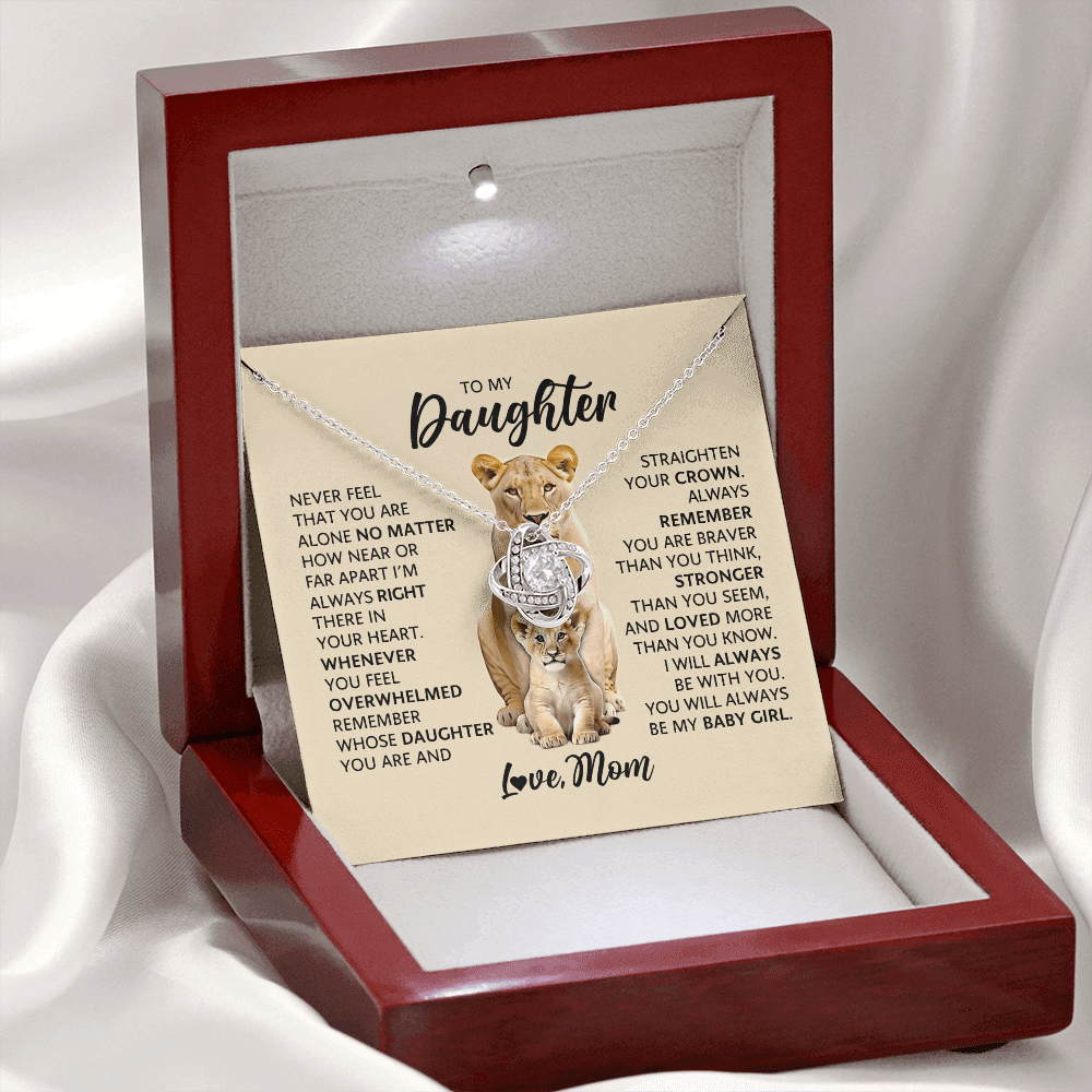 Love Knot Necklace for Daughter from Mom – Never Feel Alone, My Baby Girl Forever