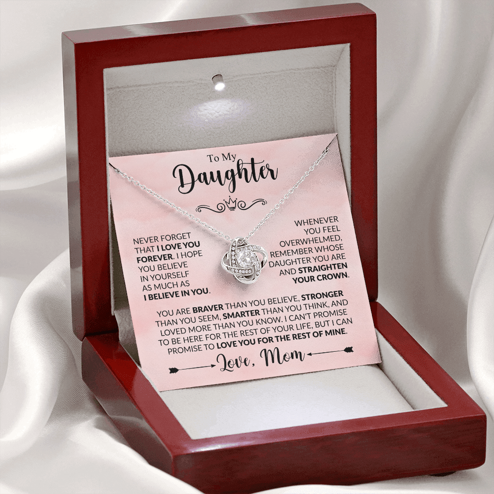 Love Knot Necklace for Daughter from Mom – Forever Loved Inspirational Keepsake Gift