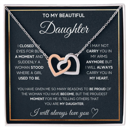 To My Beautiful Daughter Interlocking Hearts Necklace | Gift for Daughter from Mom