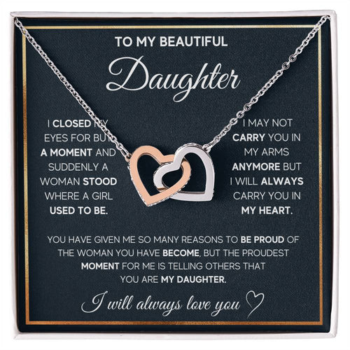 To My Beautiful Daughter Interlocking Hearts Necklace | Gift for Daughter from Mom