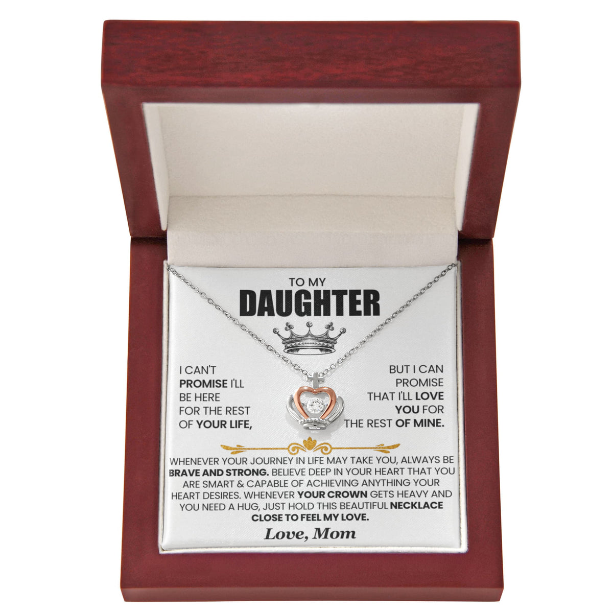 Crown Pendant Necklace for Daughter from Mom – Brave & Forever Loved Gift