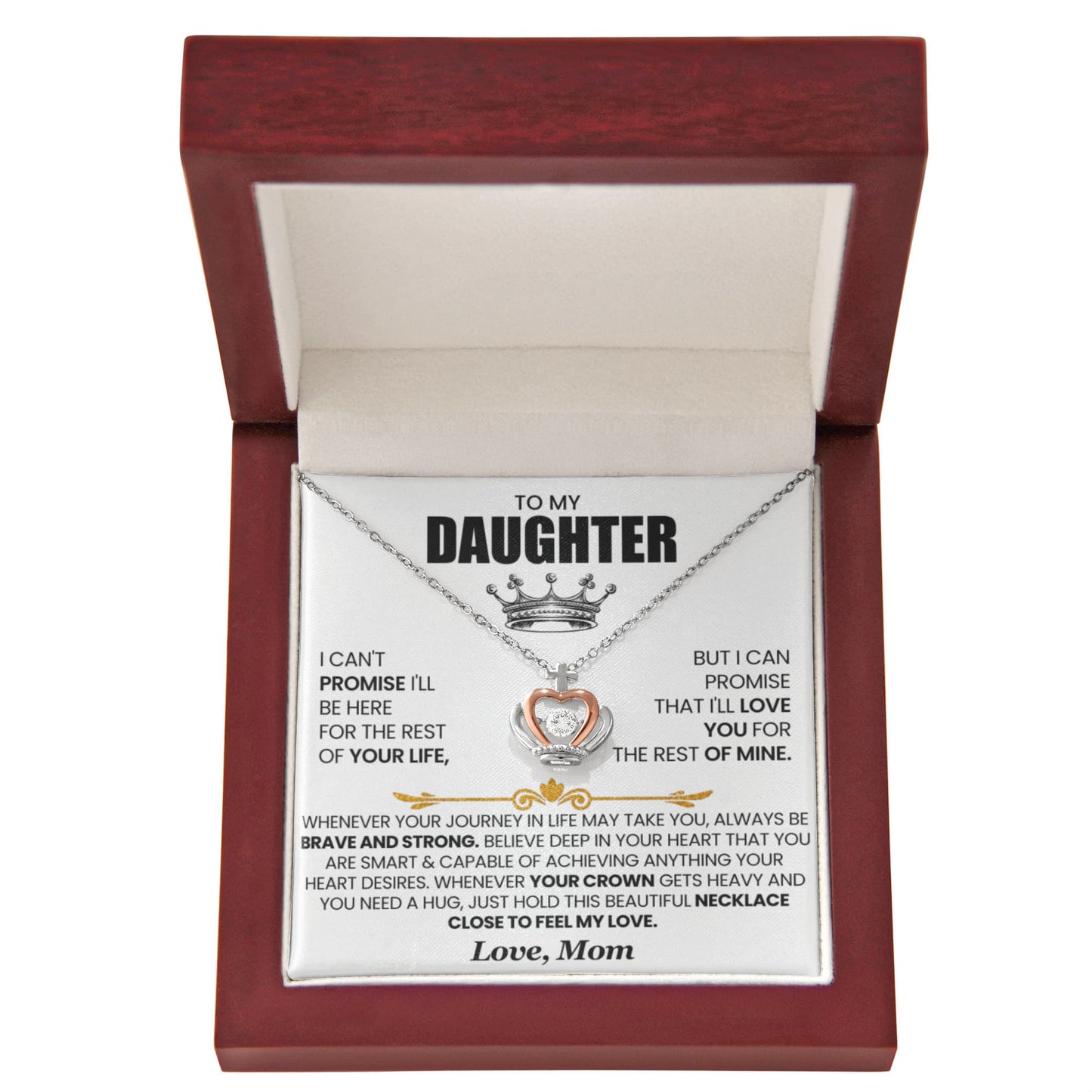 Crown Pendant Necklace for Daughter from Mom – Brave & Forever Loved Gift