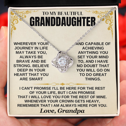 To My Beautiful Granddaughter Be Brave & Strong Forever Love Necklace