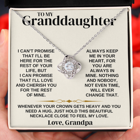 To My Granddaughter Always In My Heart Love Knot Necklace
