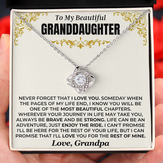 To My Granddaughter Beautiful Chapters Be Brave Necklace