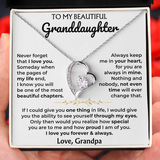 To My Granddaughter Beautiful Chapters Forever Love Necklace