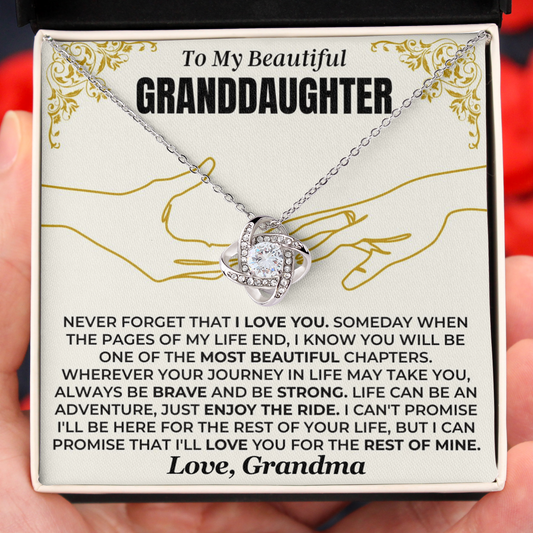 To My Granddaughter Beautiful Chapters Love Knot Necklace