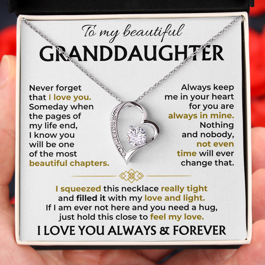 To My Granddaughter Forever Love Feel My Love Always Necklace