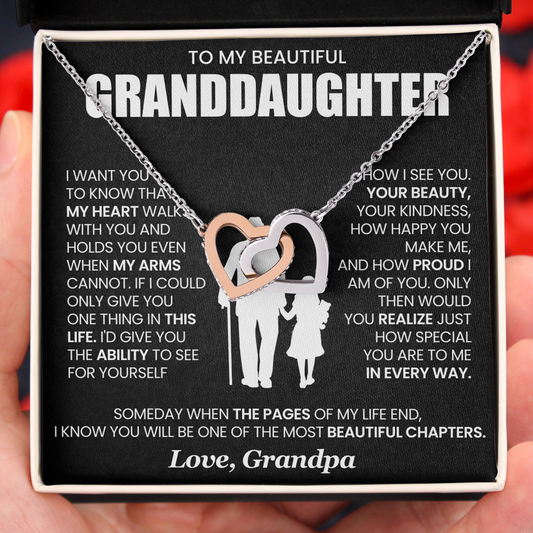 To My Granddaughter My Heart Walks With You Necklace