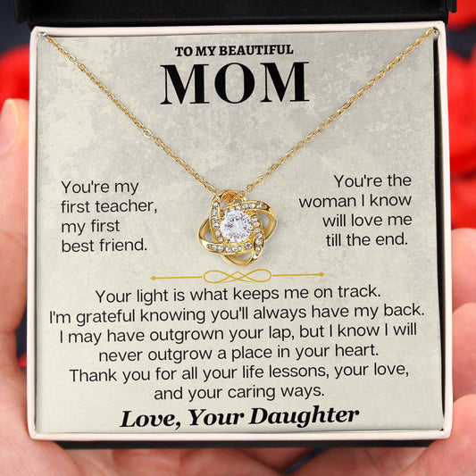 To My Mom My First Best Friend Love Knot Necklace