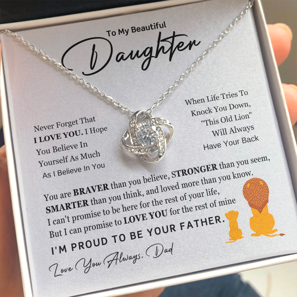 Father to Beautiful Daughter Necklace | Love Knot Gift of Love