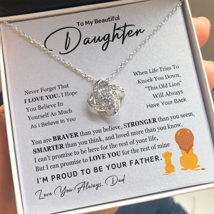 Father to Beautiful Daughter Necklace | Love Knot Gift of Love