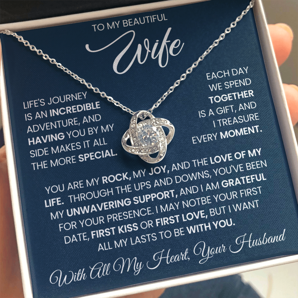 White-gold-Love-Knot-necklace-for-wife-gift