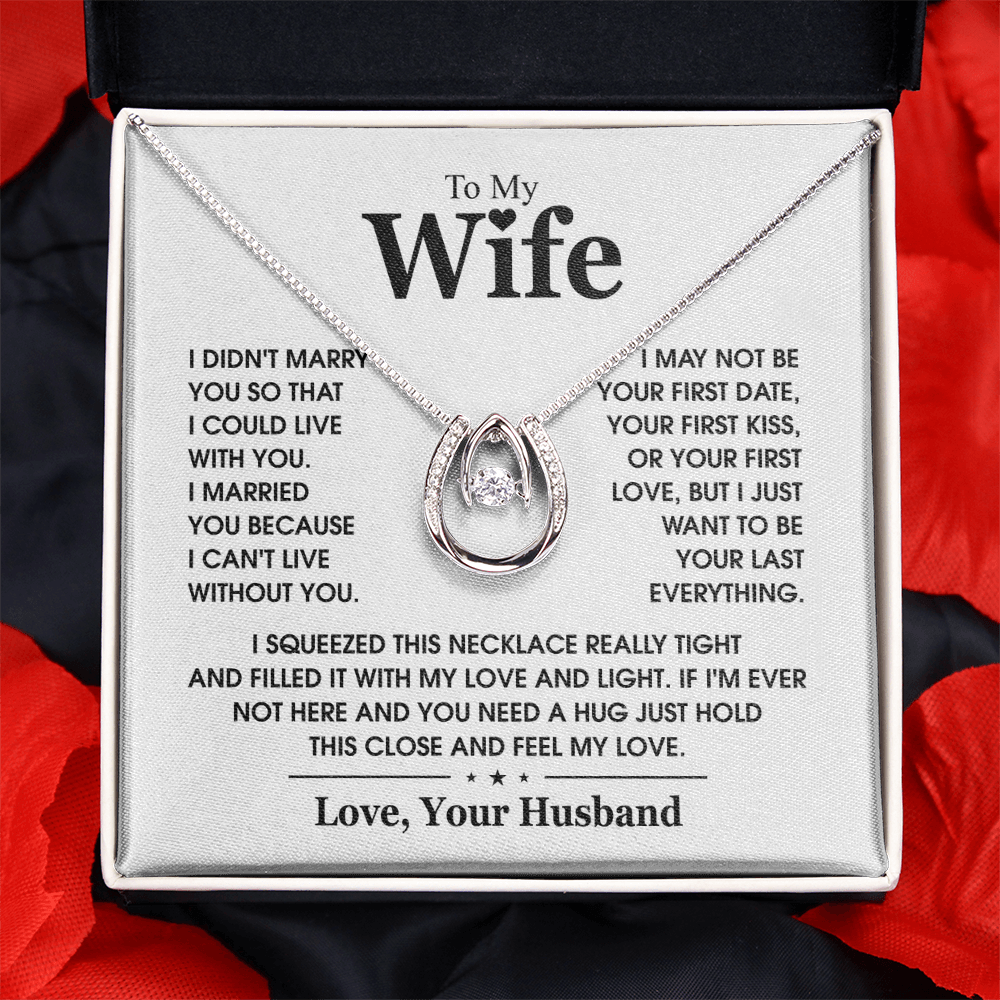 Wife Necklace from Husband with dancing Cubic Zirconia crystal pendant 