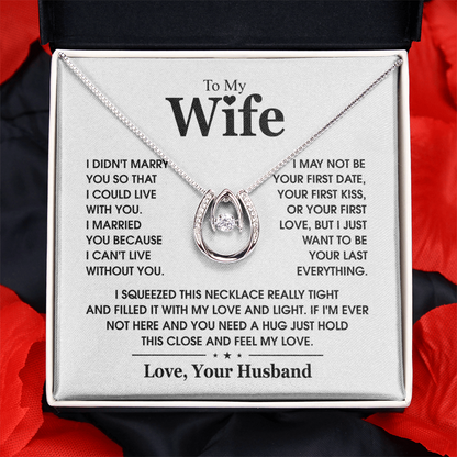Wife Necklace from Husband with dancing Cubic Zirconia crystal pendant 