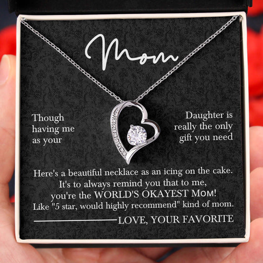 World's Okayest Mom Funny Love Necklace Gift