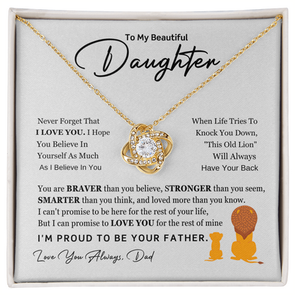Father to Beautiful Daughter Necklace | Love Knot Gift of Love