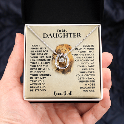 Gift for Daughter from Dad, Be Brave & Strong Lucky in Love Necklace