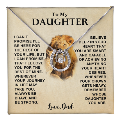 Gift for Daughter from Dad, Be Brave & Strong Lucky in Love Necklace