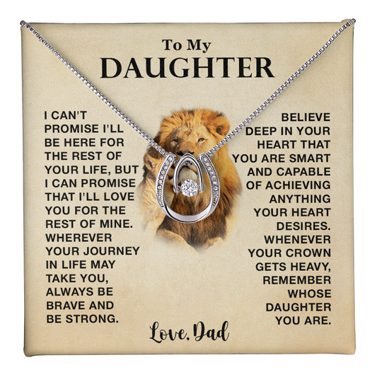 Gift for Daughter from Dad, Be Brave & Strong Lucky in Love Necklace