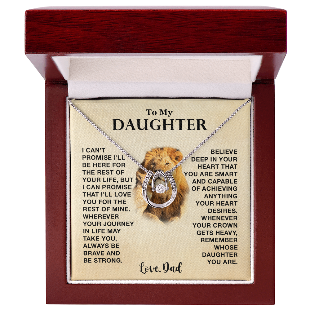 Gift for Daughter from Dad, Be Brave & Strong Lucky in Love Necklace
