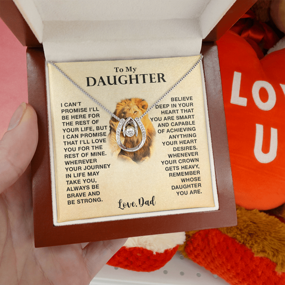 Gift for Daughter from Dad, Be Brave & Strong Lucky in Love Necklace