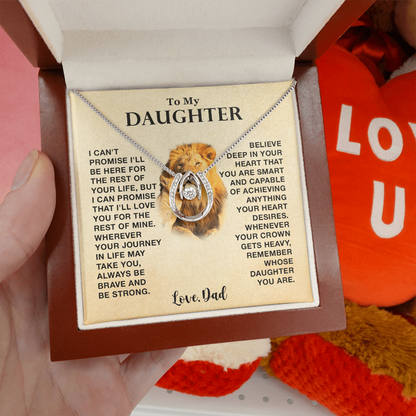 Gift for Daughter from Dad, Be Brave & Strong Lucky in Love Necklace