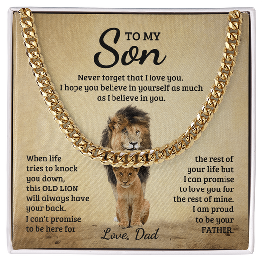 To My Son Old Lion Dad Cuban Link Chain Gift