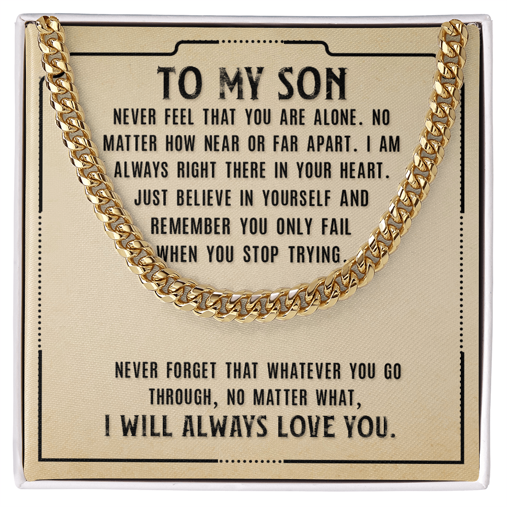 To My Son Never Alone Dad Cross Necklace Gift