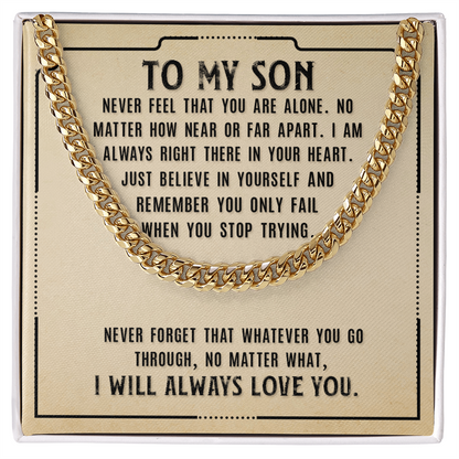 To My Son Never Alone Dad Cross Necklace Gift