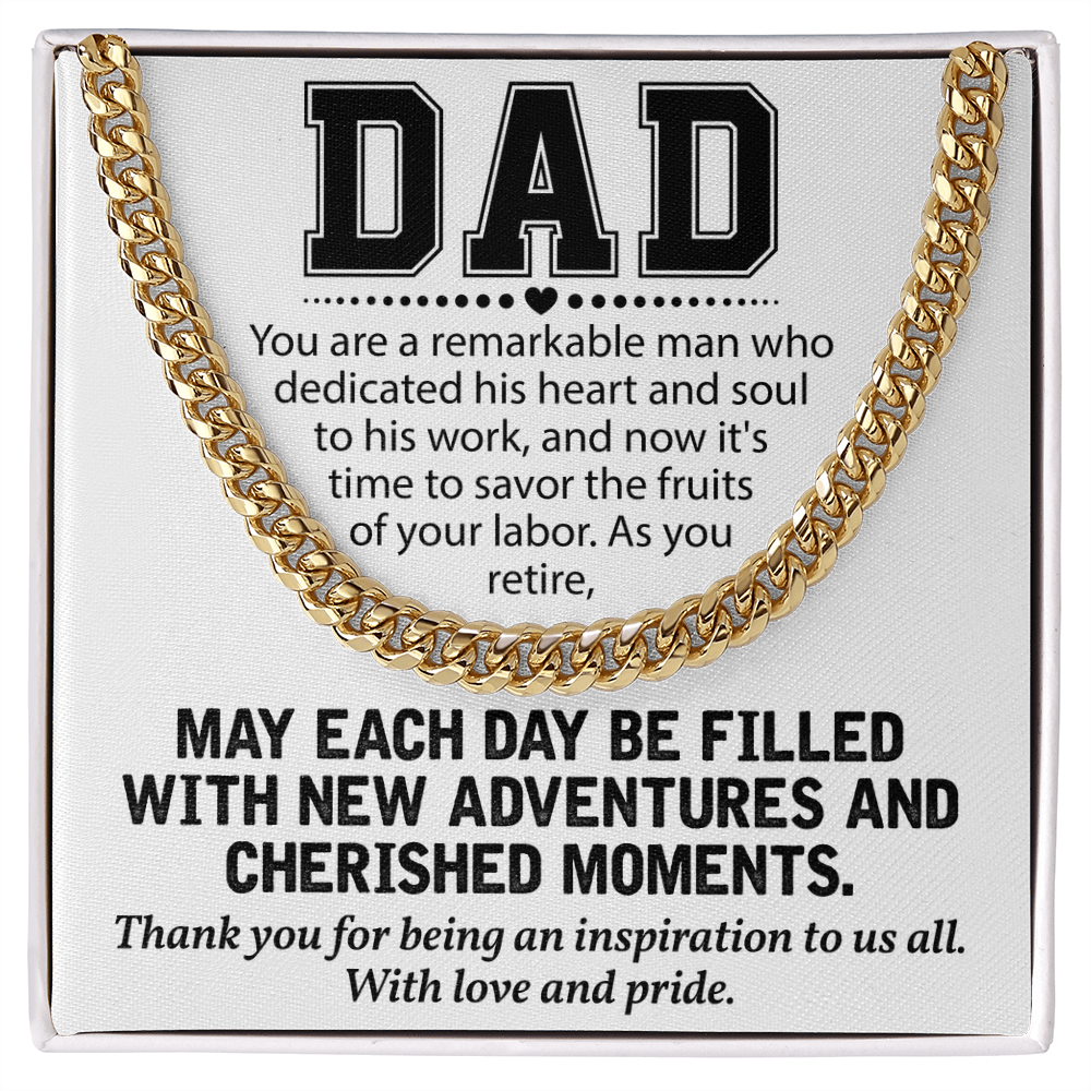 Retirement Gift for Dad Necklace – Proud & Grateful