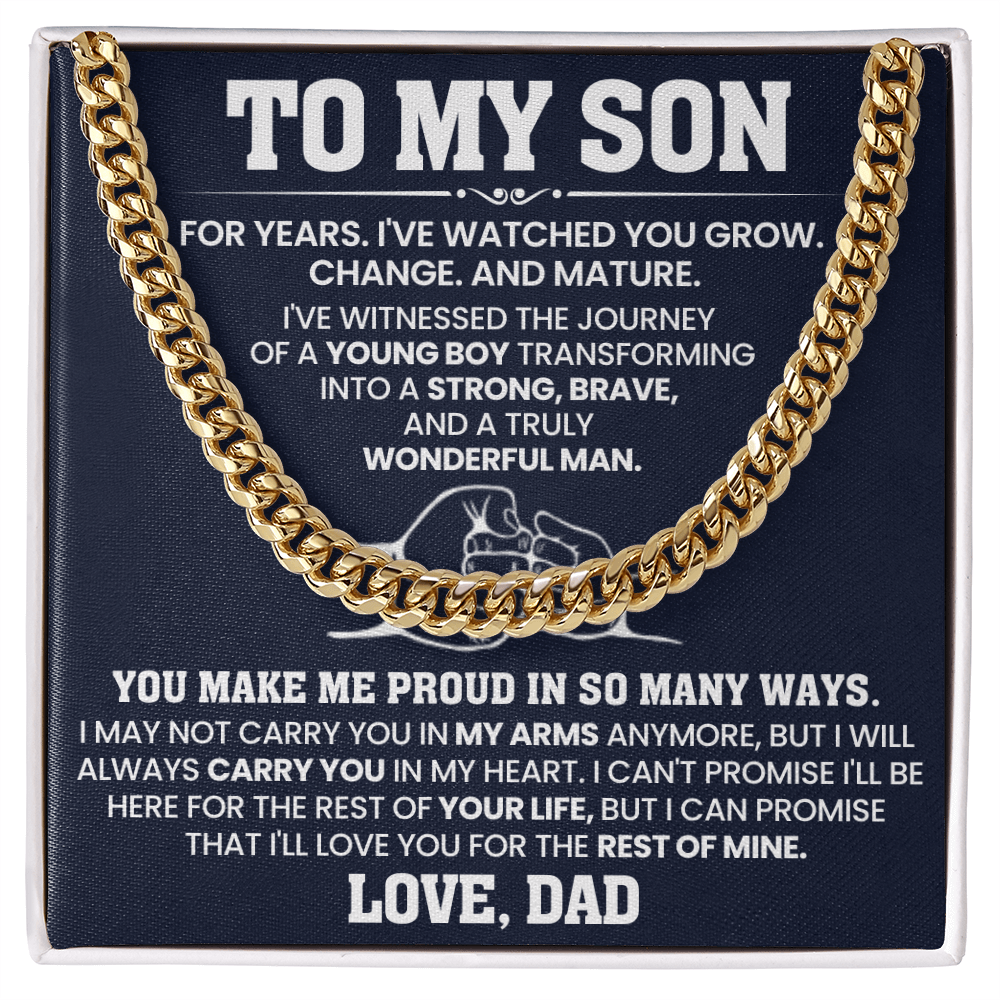 To My Son Proud Dad Love Cuban Link Chain Gift