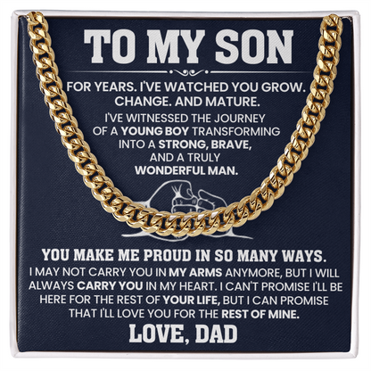 To My Son Proud Dad Love Cuban Link Chain Gift