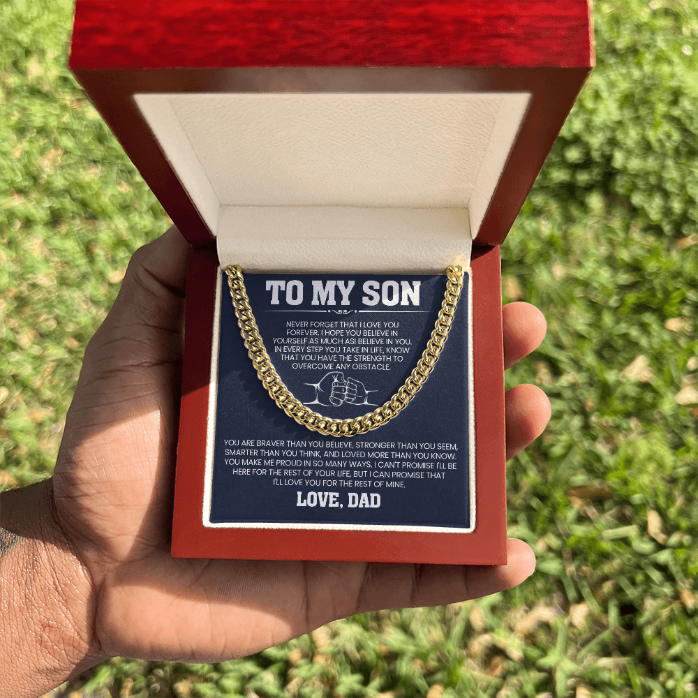 Gift for Son from Dad Cuban Link Necklace – Forever Love & Strength Gift