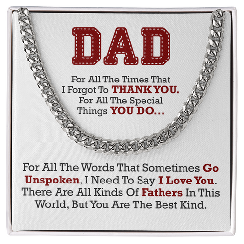 Best Dad Ever Cuban Link Necklace – Thank You for Everything
