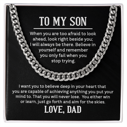To My Son Believe In Yourself Cuban Link Chain
