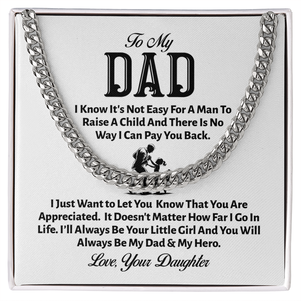 To My Dad Cuban Link Necklace – From Your Little Girl