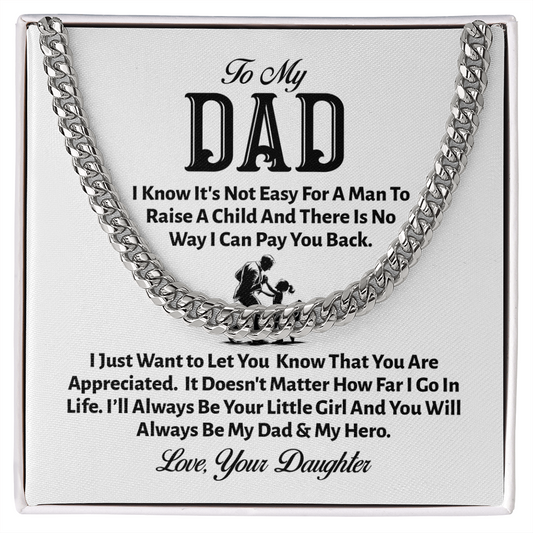 To My Dad Cuban Link Necklace – From Your Little Girl