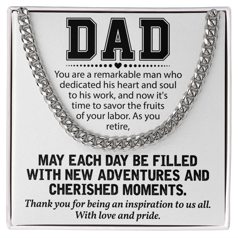 Retirement Gift for Dad Necklace – Proud & Grateful