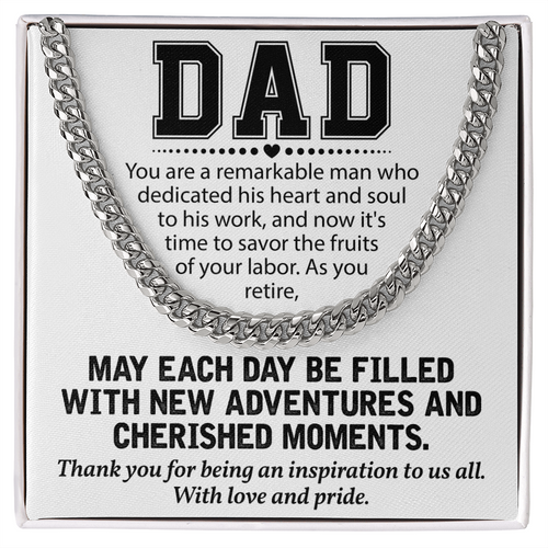 Retirement Gift for Dad Necklace – Proud & Grateful