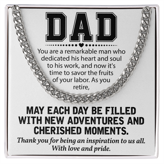 Retirement Gift for Dad Necklace – Proud & Grateful