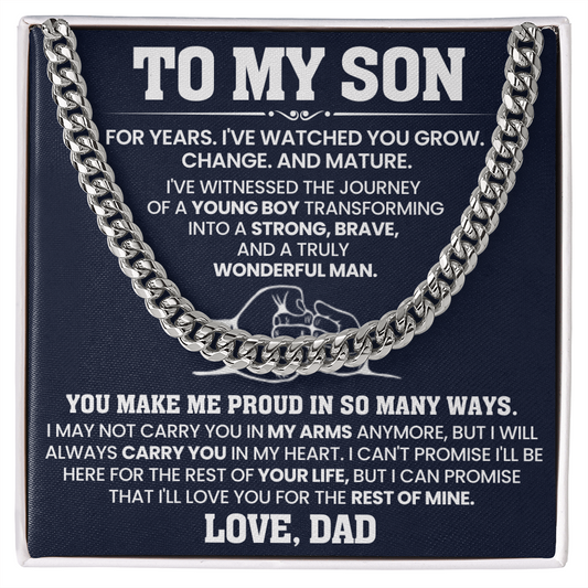 To My Son Proud Dad Love Cuban Link Chain Gift