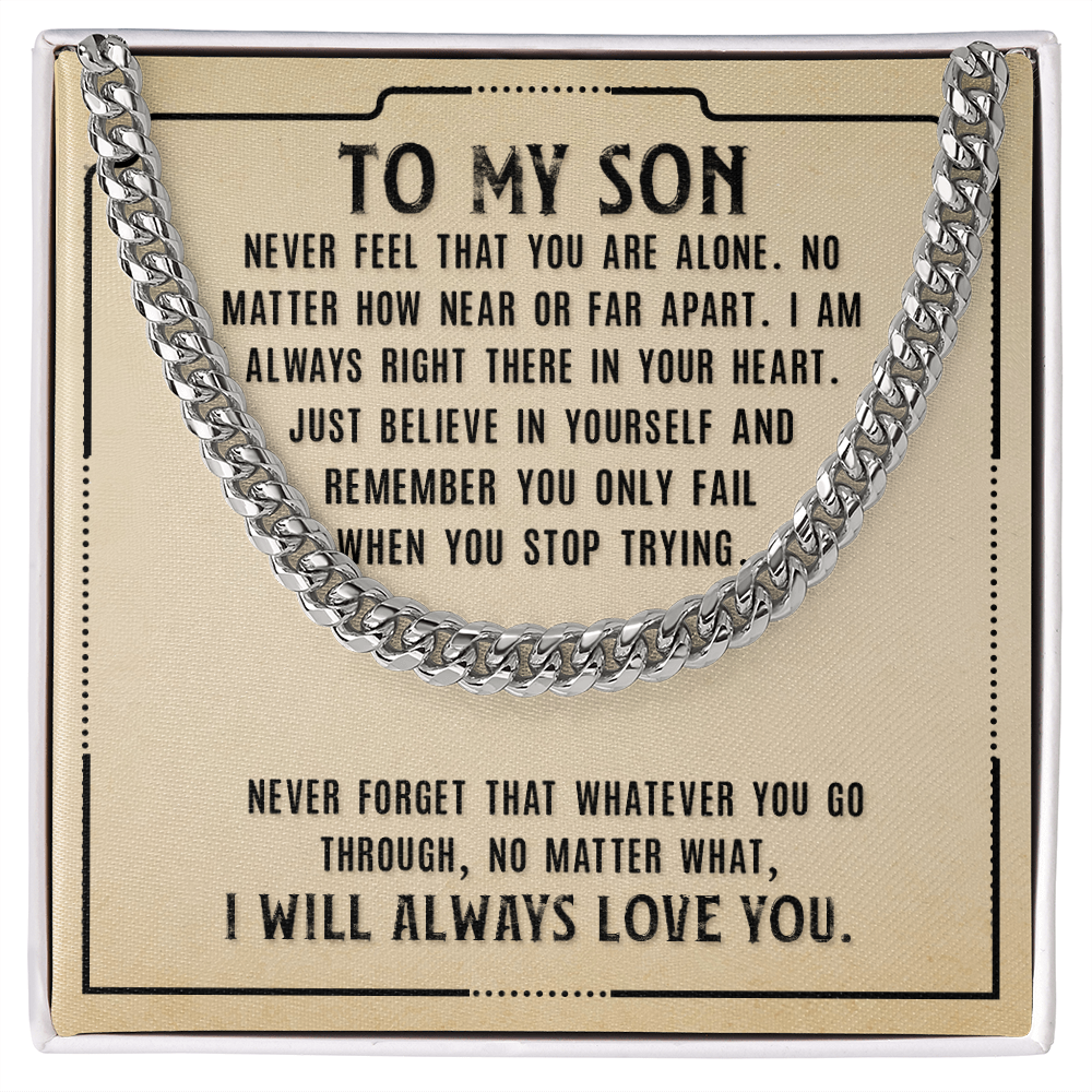 To My Son Never Alone Dad Cross Necklace Gift
