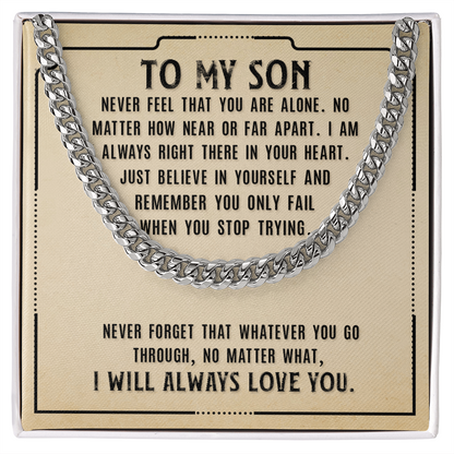 To My Son Never Alone Dad Cross Necklace Gift