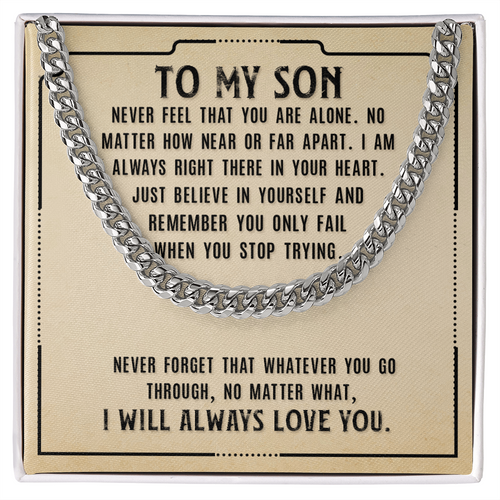 To My Son Never Alone Dad Cross Necklace Gift