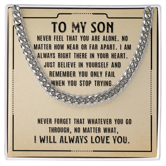 To My Son Never Alone Dad Cross Necklace Gift