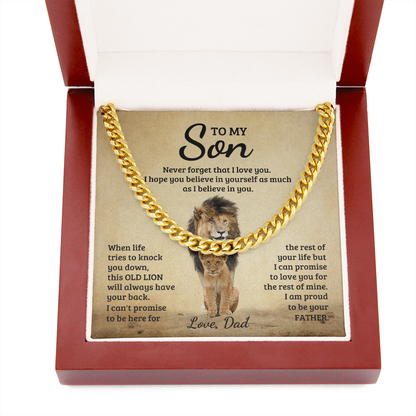 To My Son Old Lion Dad Cuban Link Chain Gift