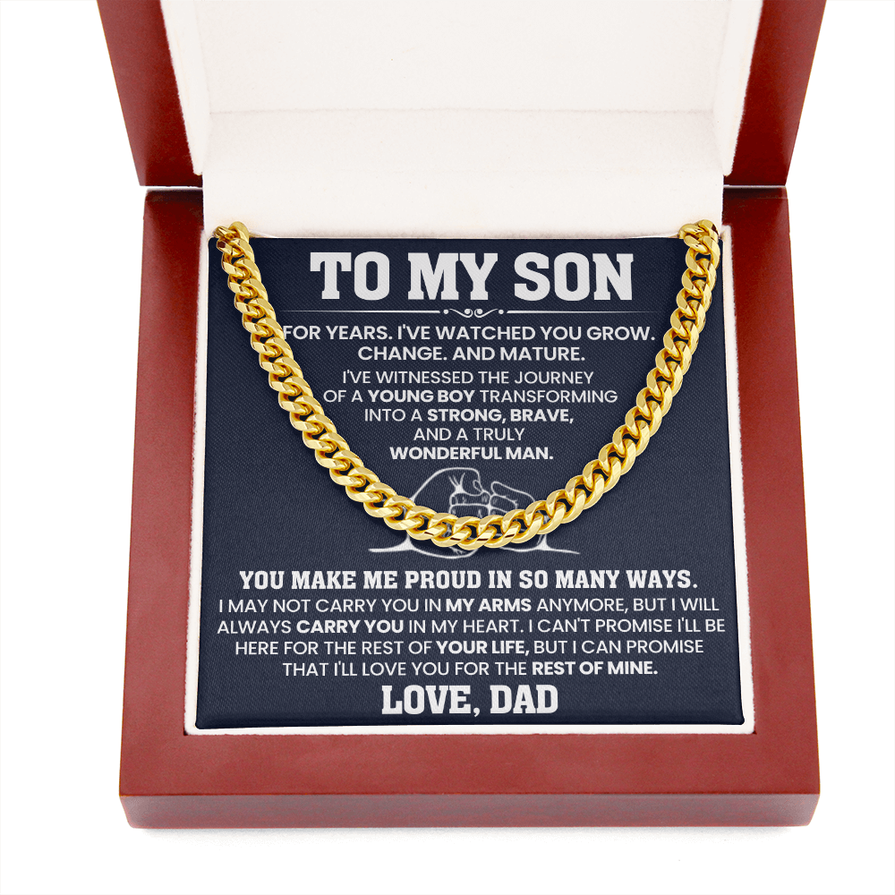 To My Son Proud Dad Love Cuban Link Chain Gift