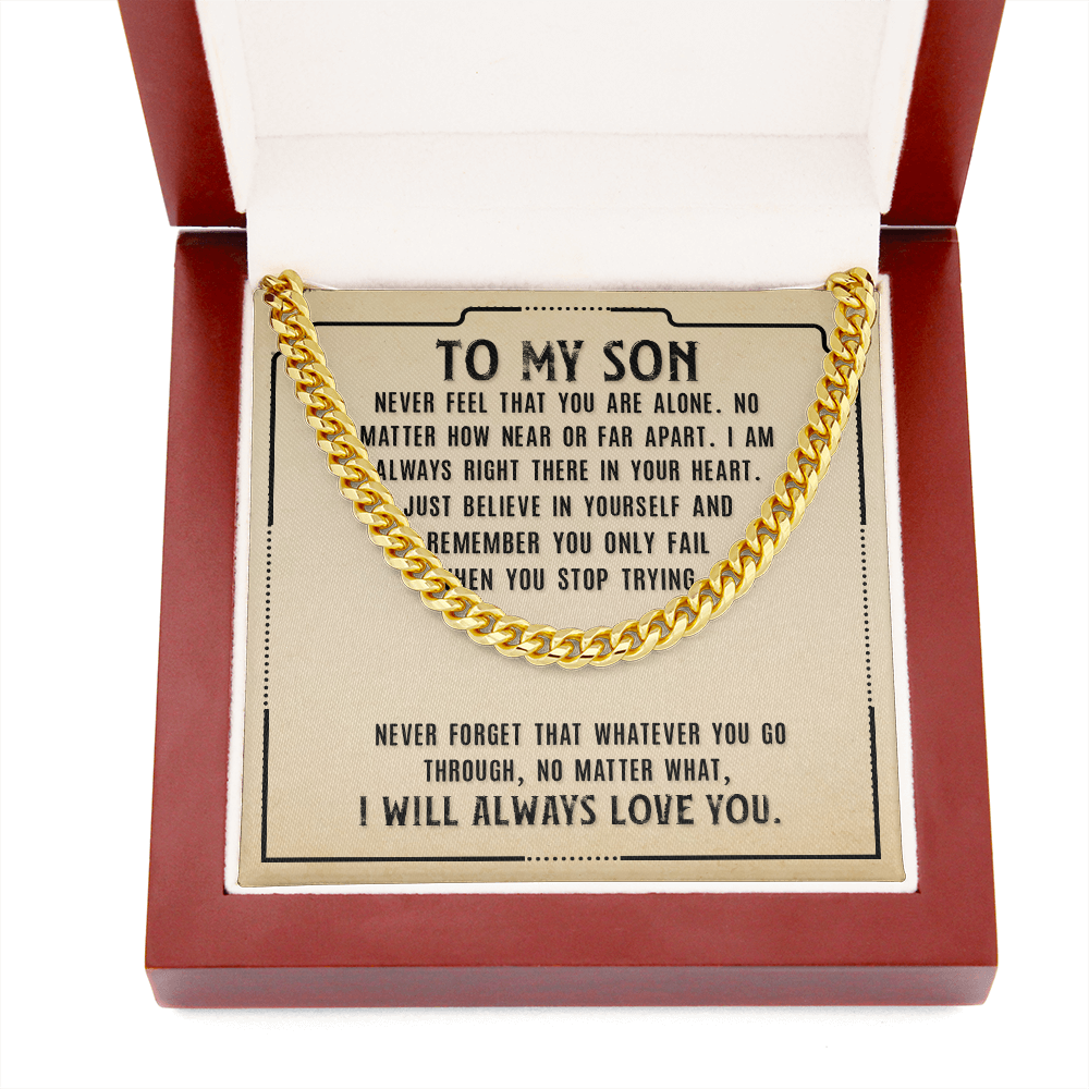 To My Son Never Alone Dad Cross Necklace Gift