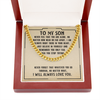 To My Son Never Alone Dad Cross Necklace Gift